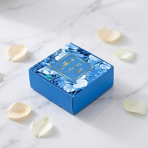 Wholesale Custom Luxury Blue Floral Folding Gift Box Gold Foil <b>Wedding</b> Gift Packaging - Product Image 1