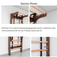 Barras Suecas de Gimnasia, Escalera de Pared, Barra de Dominadas Ajustable de Madera, Equipo de Gimnasio en Casa para Fitness y Fisioterapia