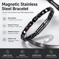 Bracelet magnétique en acier inoxydable plaqué or 18 carats avec croix en cristal, bijoux de santé pour soulager la douleur pour femmes