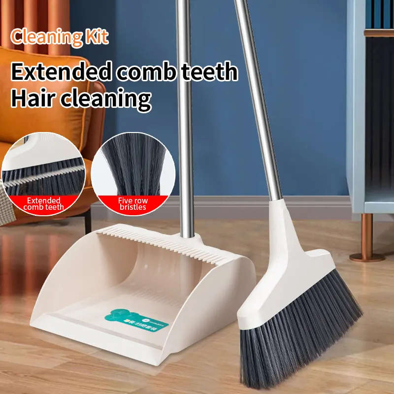 Thick upgrade version extended soft bristle Lengthened and enlarged sweep head dustpan and brush set