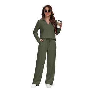 Moda yumuşak rahat 2 adet pijama seti kadınlar uzun kollu boy salonu giymek - Product Image 4