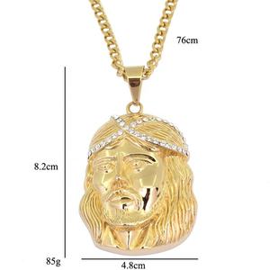 Chaîne Hip Hop en acier inoxydable doré et collier avec pendentif CZ homme <span class=keywords><strong>jésus</strong></span> - Product Image 3