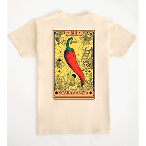 เสื้อยืดลายไพ่ทาโรต์สการามันเซีย XIII ลายพริกแดง เสื้อเชิ้ตส่งเสริมการขายแบบยูนิเซ็กส์ - Product Image 1