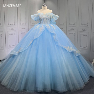 Robe de Quinceañera bleu ciel avec appliques en dentelle, col cœur, robe de bal pour filles, Lsmu61-1 - Product Image 2