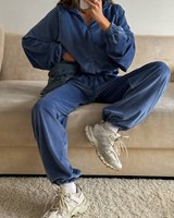 Ensemble survêtement sport zippé personnalisé avec logo 2026, survêtement décontracté pour femme, pantalon de survêtement et sweat-shirt oversize