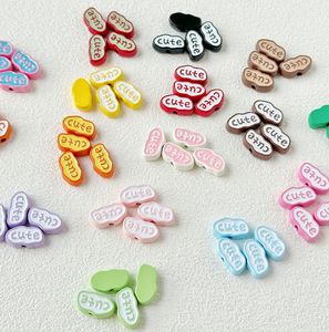 2025 coloré lettre "mignon" signe perles en alliage laqué pour bricolage téléphone portable chaîne porte-clés collier accessoire matériaux fabriqués à la main - Product Image 2