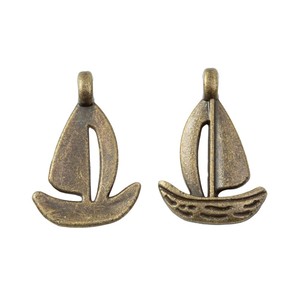 Pendentif <span class=keywords><strong>Voilier</strong></span> en Bronze Antique en Alliage de Zinc, Breloque Nautique pour Décoration de Table de Mariage à la Plage - Product Image 3
