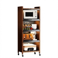 Meuble de cuisine sur pied à 5 niveaux en métal de style médiéval, avec portes, étanche, anti-poussière, multifonctionnel, pour micro-ondes et rangement