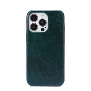 Étui de téléphone en cuir de luxe, texture crocodile, étui de téléphone tendance, vert émeraude, coque de téléphone pour iPhone, antichoc - Product Image 1