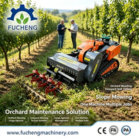 Tondeuse à gazon télécommandée sans fil FUCHENG, à chenilles antidérapantes, pour terrains en pente, débroussailleuse pour usage agricole européen, directement de l'usine