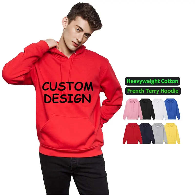 Grosir Hoodie Polos Pria Hoodie Bordir Puff 3D Hoodie Kosong Unisex Logo Kustom Pullover Hoodie