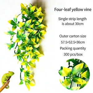 Guirnalda de <span class=keywords><strong>Hojas</strong></span> Artificiales <span class=keywords><strong>Amarillas</strong></span> Ecológicas y Duraderas para Colgar en la Pared, Follaje Realista para Decoración de Terrarios de Reptiles - Product Image 3