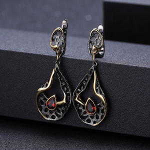 Boucles d'oreilles pendantes longues uniques et originales, style vintage, en corde de chanvre et pierre naturelle, bijoux unisexes transfrontaliers - Product Image 2