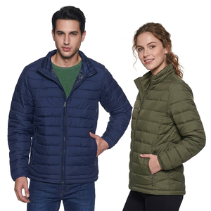 Veste matelassée unisexe à capuche, motif cœur, col mandarin, fermeture éclair, imperméable, coupe-vent, vêtement décontracté d'hiver, coupe régulière - Product Image 1