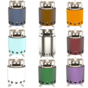 Estufa de camping para exteriores KZ-X130 de 13 cm, quemador de leña portátil de acero inoxidable con patas de soporte y soporte para ollas para uso en exteriores. - Product Image 1