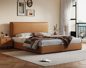 Letto Matrimoniale BTLB041 dal Design Moderno, Ultra-sottile, con Testiera in Microfibra, Struttura in Legno e Gambe in Acciaio, Morbido e Confortevole, Ideale per Piccoli Appartamenti - Product Image 4