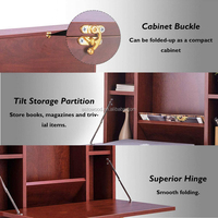 Bureau en bois massif pliable au mur pour ordinateur portable, Table de bureau avec rangement et serrure