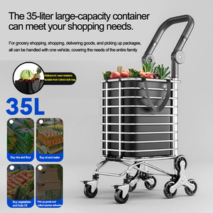 Jielai troli belanja portabel, keranjang belanja dapat dilipat gaya roda mendaki bahan Aloi aluminium pegangan dapat disesuaikan - Product Image 6