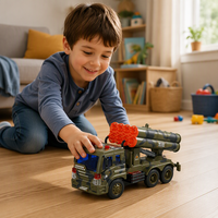 Camion militaire jouet en plastique à friction BEFLY à l'échelle 1:16 avec lumières et sons pour les enfants de 5 à 13 ans