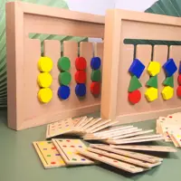 मोंटेसरी लकड़ी के खिलौने चार रंग खेल शतरंज बोर्ड बच्चों को शिक्षा पोस्टर परिपत्र मिलान प्लेट