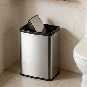 Guest room <b>bin</b> with hinged <b>lid</b>, convenient household trash can, living room, bathroom, kitchen, office storage <b>bin</b>, wastepaper - Product Image 2