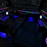 Kit d'éclairage d'ambiance intérieur de voiture LED RGB Chaser 22-en-1 à double zone avec anneau lumineux pour haut-parleur Pinwheel de 5,5 pouces et contrôle via application Bluetooth