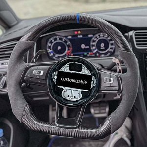 Volante Deportivo Personalizado <span class=keywords><strong>de</strong></span> Fibra <span class=keywords><strong>de</strong></span> Carbono con Base Plana y Agarres <span class=keywords><strong>de</strong></span> Alcántara para VW Jetta Golf MK6 Sagitar Bora Lavida Passat <span class=keywords><strong>Beetle</strong></span> - Product Image 5