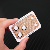 Protection d'objectif d'appareil photo en métal scintillant effet diamant, couverture intégrale pour iPhone 17 16 15 14 13 Pro Max, protecteur d'objectif en verre résistant aux rayures