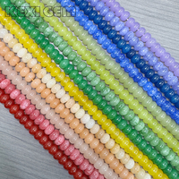 Manik-manik Batu Alam Bentuk Abacus Warna-warni Grosir 5x8mm Multi Warna Chalcedony Halus Bentuk Rondelle untuk Pembuatan Perhiasan