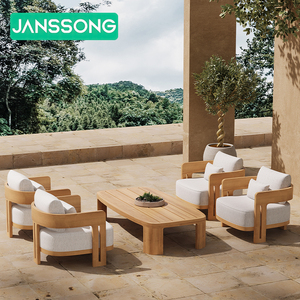 Muebles de madera de teca impermeables modernos de lujo con cojines para sala de estar, balcón, jardín, Patio, Hotel, sofá modular seccional para exteriores - Product Image 2