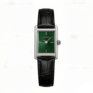 Montre de luxe OEM fine pour femme, montre-bracelet en cuir vert avec cadran carré, montre à quartz de luxe pour femme - Product Image 5