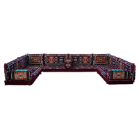 Canapé d'angle modulable en tissu rouge en forme de U, style Majlis arabe, pour appartement, centre commercial, salon