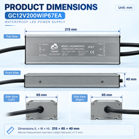 Alimentation LED étanche 12V 200W IP67, transformateur à tension constante CE RoHS pour bandes LED extérieures et enseignes