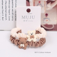 Chouchous en Satin Mode Coréenne, Attaches à Cheveux Tête d'Ours, Ensemble de 2 Pièces pour Enfants, Accessoires Élégants pour Filles