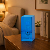Lampe de bureau créative géométrique carrée en acrylique, veilleuse en acrylique miroir, lumière d'ambiance à intensité variable, style moderne