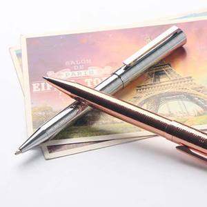 Stylos à bille élégants en métal argenté et or rose de haute qualité avec logo personnalisé, largeur d'écriture de 1,0 mm - Product Image 3