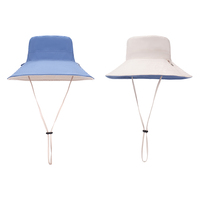 RongGuang Double Face Utilisé Grand Bord Personnalisable Seau Chapeau Coton Pêcheur Chapeau Avec Corde Coupe-Vent pour la Protection Parasol