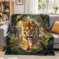 Couverture en flanelle imprimée avec motif animalier Jungle Wildlife Group