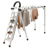 Échelle métallique pliante télescopique en A, épaissie, pour intérieur, 4-5-6 marches, multifonctionnelle, pour séchage de vêtements et couvertures