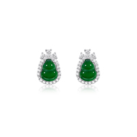 Boucles d'oreilles en jade naturel en forme de gourde, argent S925, bijoux pour femmes