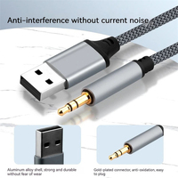 Câble audio USB 2.0 vers 3,5 mm AUX avec gaine en nylon et blindage tressé pour ordinateur portable
