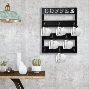 Support mural moderne en bois massif écologique pour tasses à café, 8 crochets, pour cuisine, bar à café, grandes tasses - Product Image 3