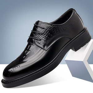2026 New Men's Brogue Dress Shoes Top Layer Cowhide Breathable British Style Wedding Shoes <b>Dropshipping</b> - Product Image 2