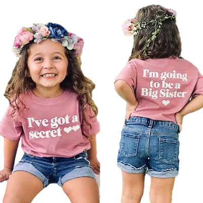 2020 hot selling Printed Love Letters Cotton Girls Summer Clothes Short Sleeve Big Girl T Shirt Tops For Funny Clothes