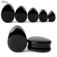 2pcs Fashion Stone Teardrop Bouchons d'oreille Tunnel Piercings Bouchons de boucle d'oreille Jauges Ear Expanders Stretcher Plug Ear Body Piercings Ring