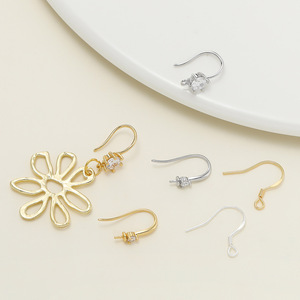 S925 Sterling Silver And Gold Plated <b>Earring</b> <b>Hooks</b> With Cubic Zirconia For <b>Earring</b> Making Jewelry Findings Components - Product Image 4