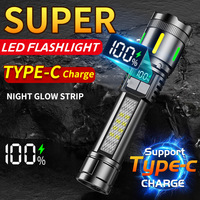 Lampe torche rechargeable longue portée 1,5 km la plus vendue avec zoom rapide et lumière d'urgence latérale rouge et bleue SOS