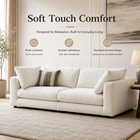 Canapé Crème au Design Intemporel, Coussins Moelleux, Confort Élégant, Style Maison Chaleureuse, Mobilier de Salon en Peluche Boxy