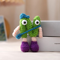 Porte-clés personnalisé en crochet avec lettres de l'alphabet, motif dessin animé mignon, poupée lettre tricotée à la main, porte-clés tissé pour sac, cadeau pour femmes et enfants