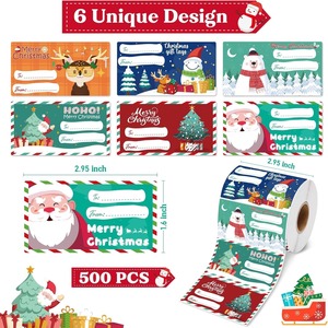 Pegatinas Adhesivas Decorativas de Dibujos Animados Navideños, Impermeables y Escribibles para Cajas de Regalo, Material de Papel - Product Image 6